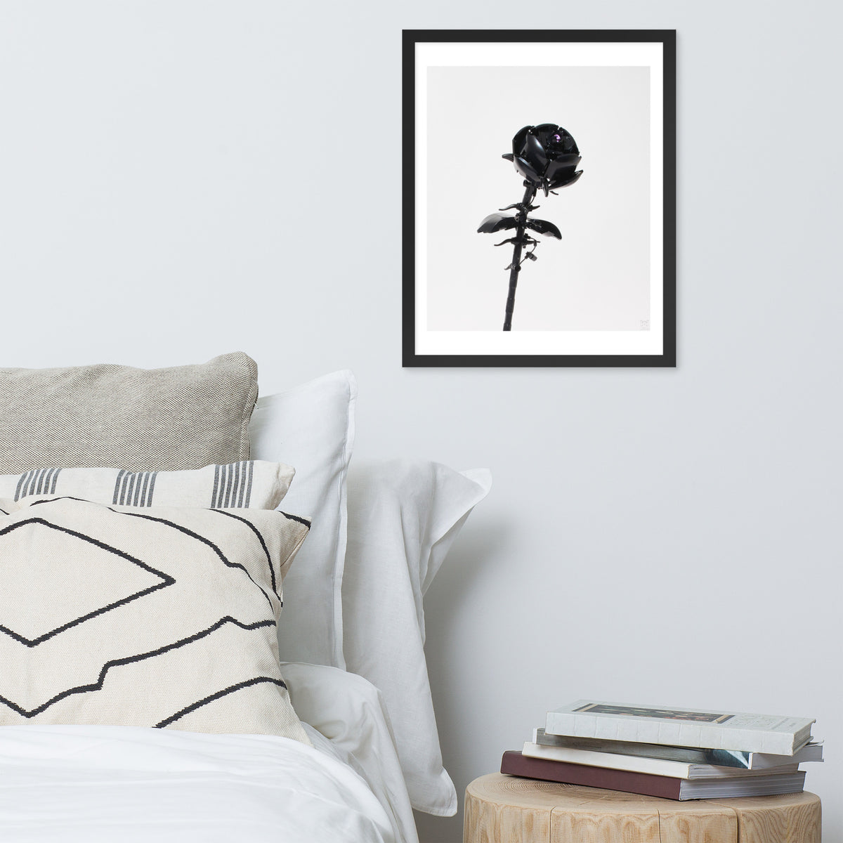 Black Rose framed print on a wall
