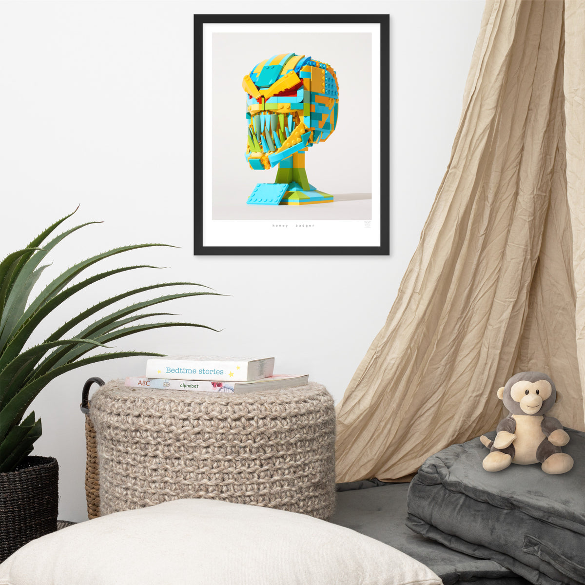 Honey Badger framed print on a wall