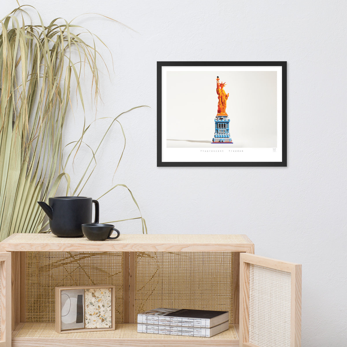 Fluorescent Freedom framed print on a wall
