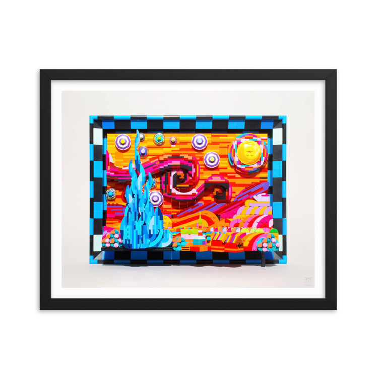 Gamma Horizons, the brickdistorted Starry Night print, in a black frame